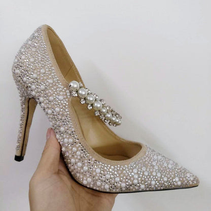 Rebecca – Spitzen schoenen met strass en parels