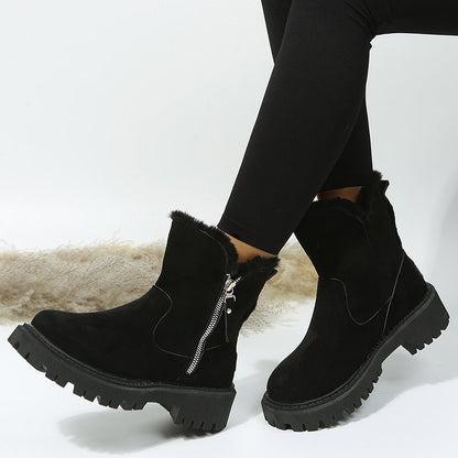 Alison – Dikke Pluche Sneeuwlaarzen van Premium Vegan Suede met Antislipzool