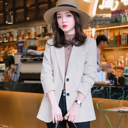 Claire – Vegan Leren Damesblazer met Klassiek Karo-Patroon