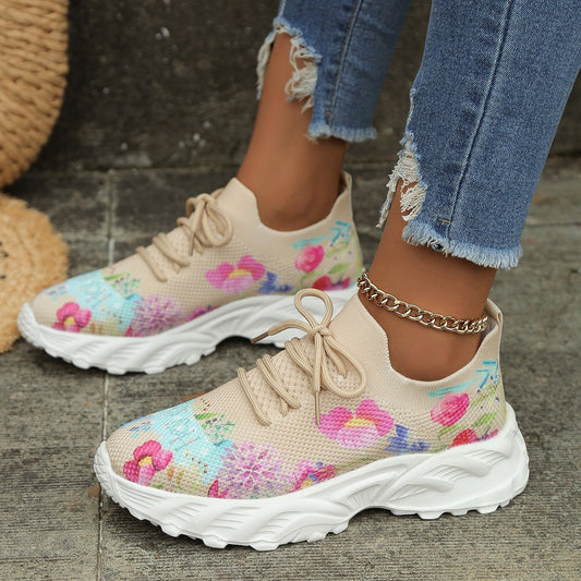 Georgina – Ademend Dames Sneaker met Bloemenpatroon