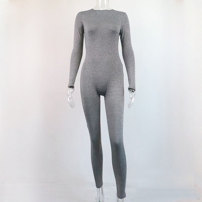 Sue – Langarmige Ronde Hals Jumpsuit voor Dames
