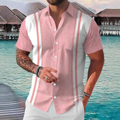Steve – Casual Geometrisch Kortemouwen Shirt voor Heren