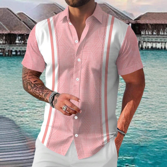 Steve – Casual Geometrisch Kortemouwen Shirt voor Heren