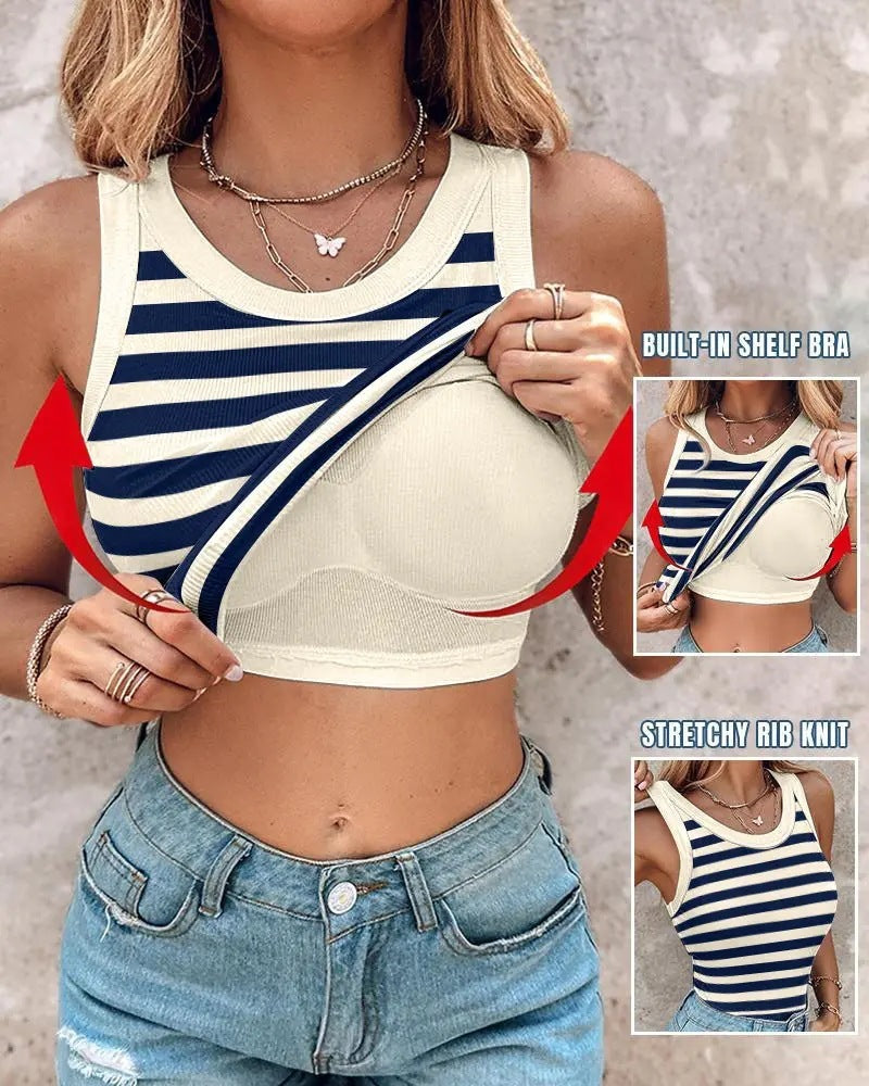 Joy – Slank gestreept tanktop met bralette