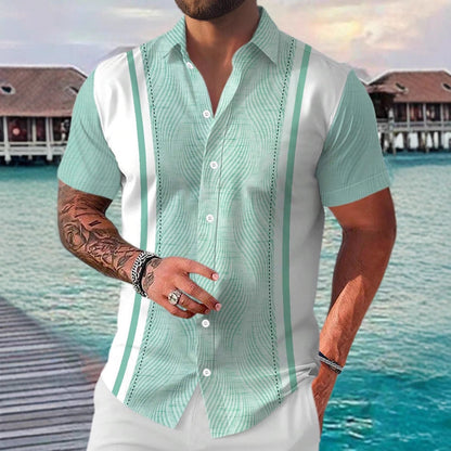 Steve – Casual Geometrisch Kortemouwen Shirt voor Heren