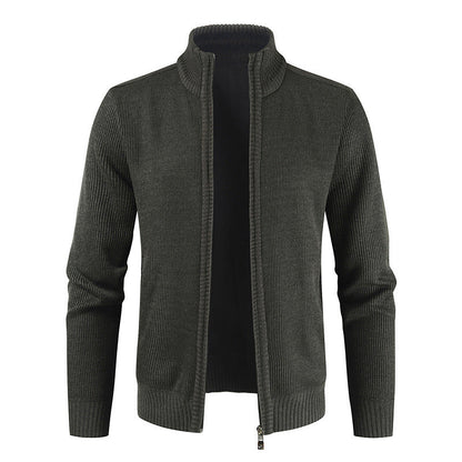 Anthony – Lichte Heren Cardigan met Opstaande Kraag in Effen Kleur