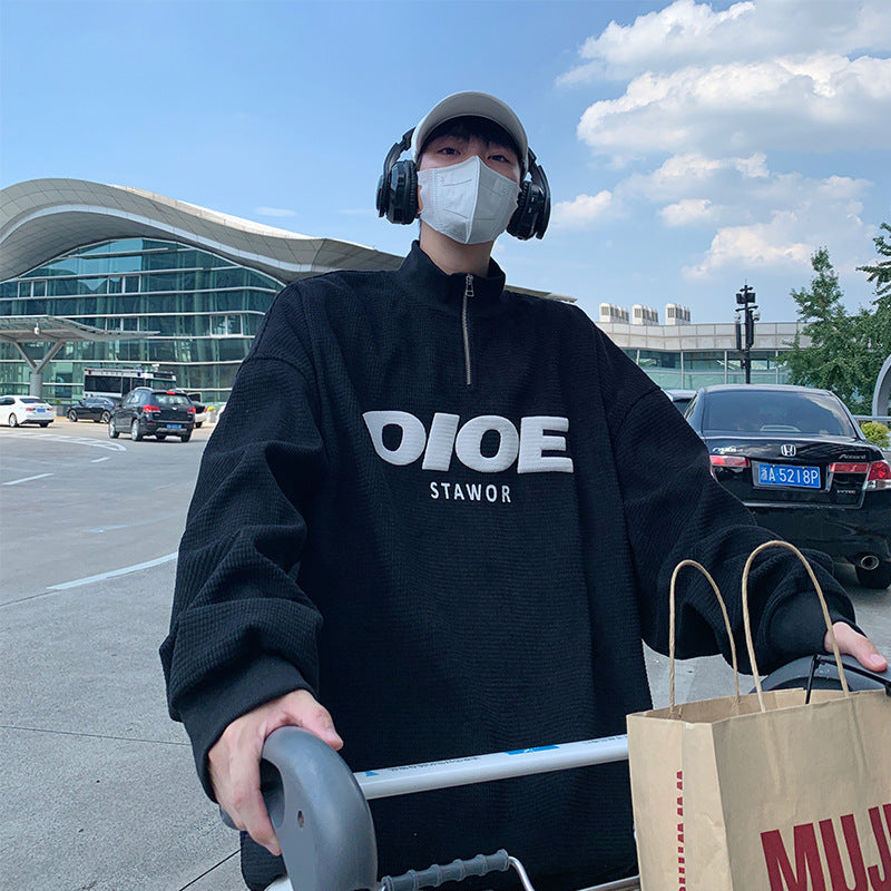 Jeff – Pullover met Opstaande Kraag en Letterprint Hoodie