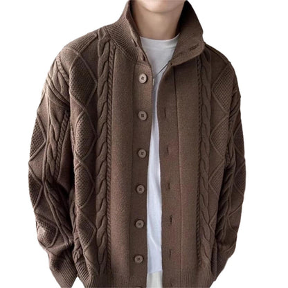 Christina – Eenvoudige Damescardigan met Retro Kraag en Lange Mouwen