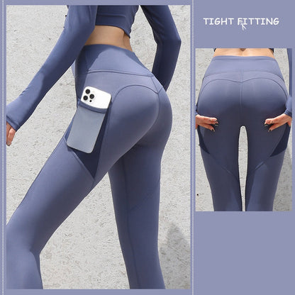 Kimberley – Naadloze Sportleggings met Zakken en Hoge Taille voor Vrouwen