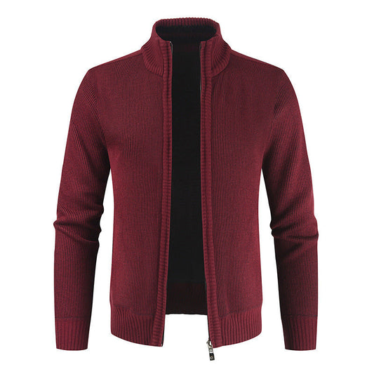 Anthony – Lichte Heren Cardigan met Opstaande Kraag in Effen Kleur