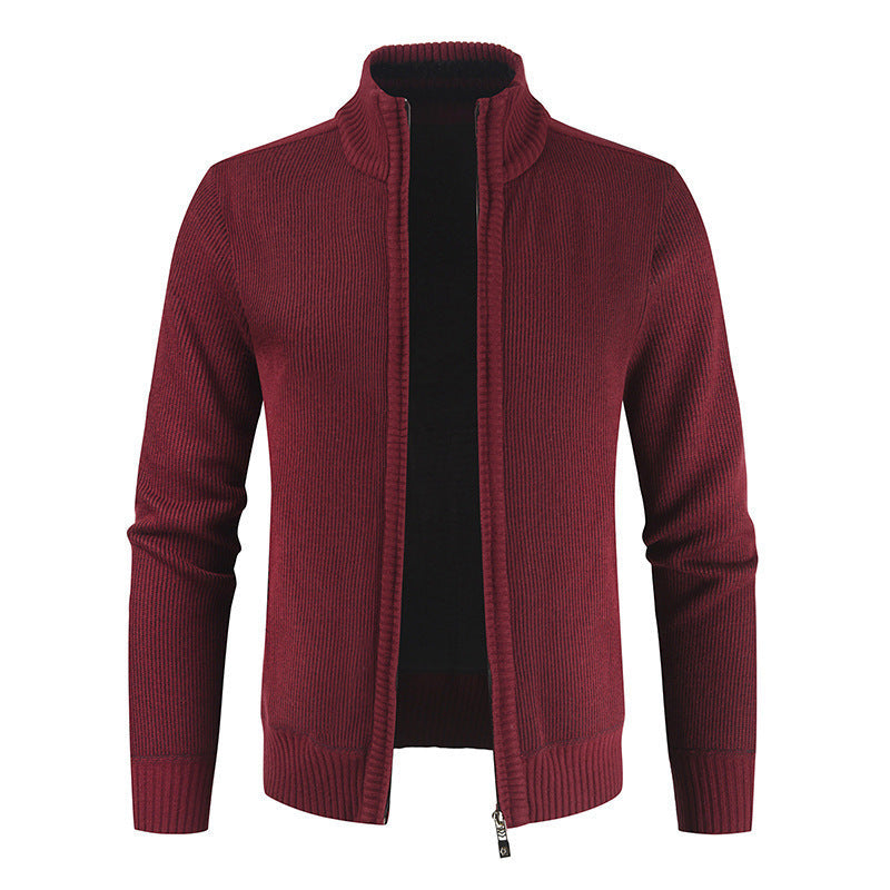 Anthony – Lichte Heren Cardigan met Opstaande Kraag in Effen Kleur