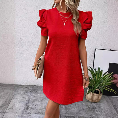 Tamara – Tuniekjurk met Pofmouwen in Effen Kleur