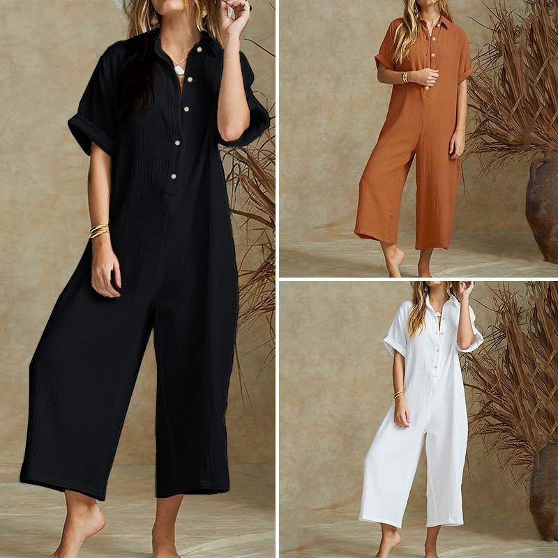 Imogen – Luchtige Jumpsuit met Korte Mouwen