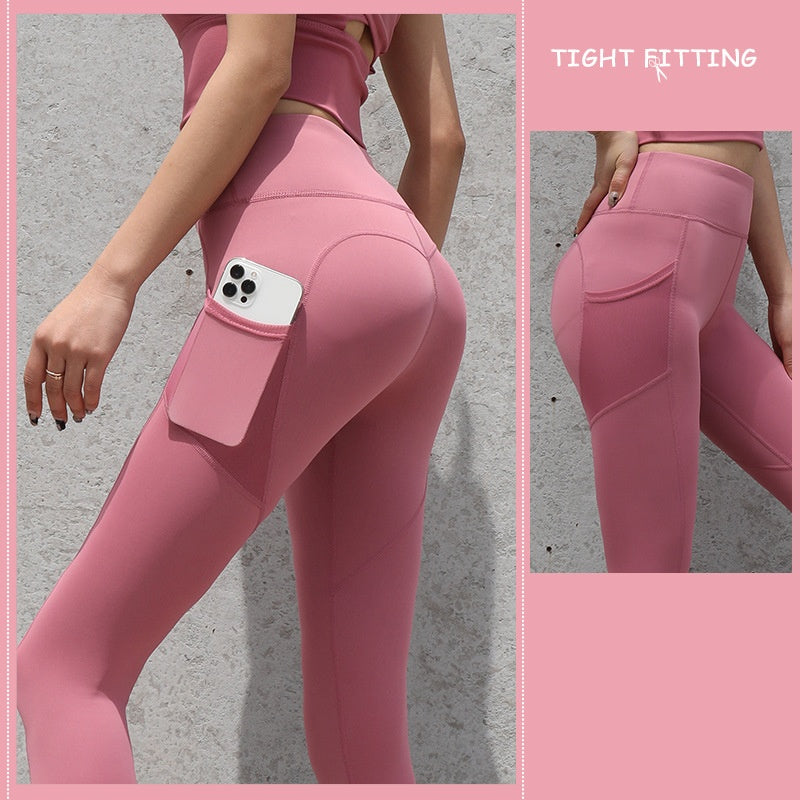 Kimberley – Naadloze Sportleggings met Zakken en Hoge Taille voor Vrouwen