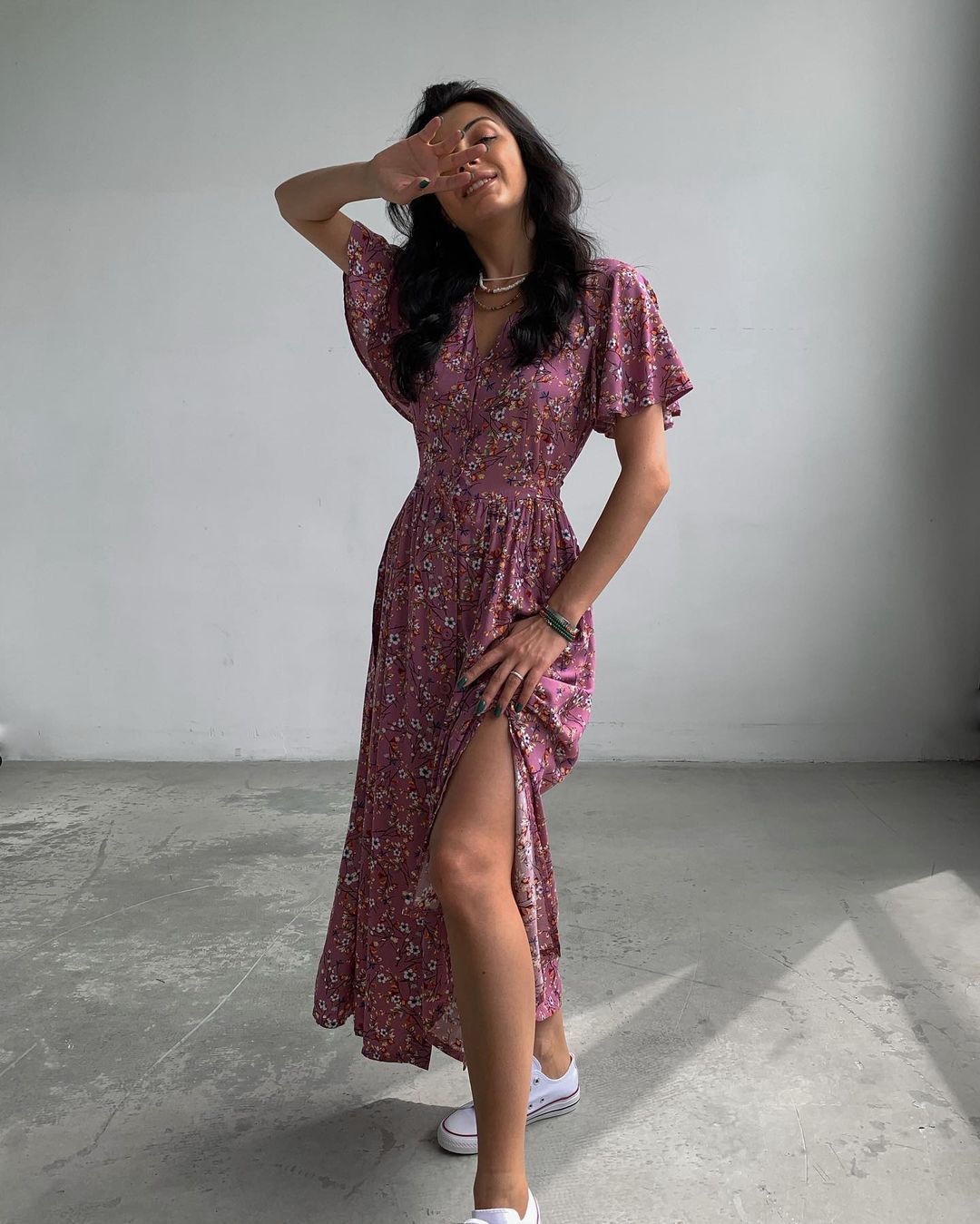 Margaret – Tuniekjurk met Bloemenprint en Split