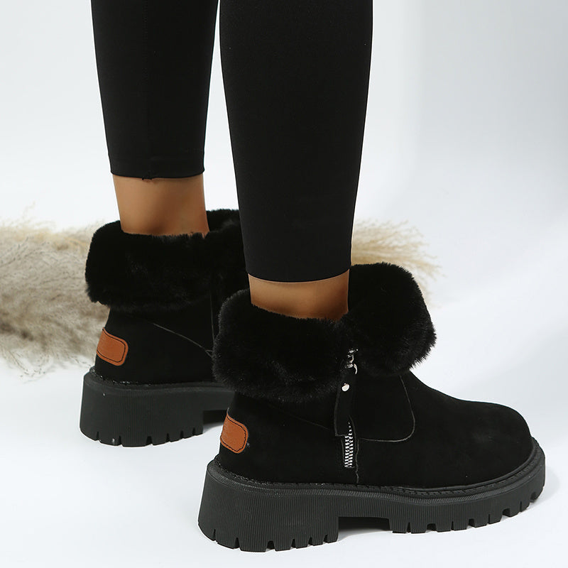 Alison – Dikke Pluche Sneeuwlaarzen van Premium Vegan Suede met Antislipzool
