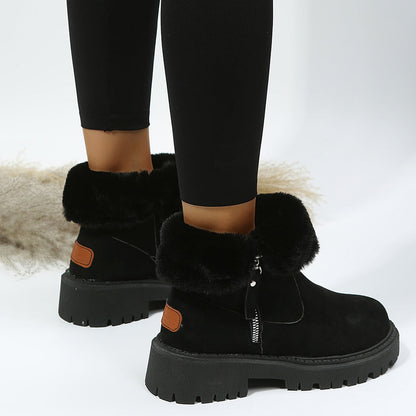 Alison – Dikke Pluche Sneeuwlaarzen van Premium Vegan Suede met Antislipzool