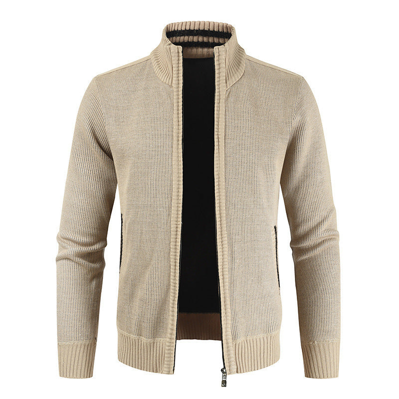 Anthony – Lichte Heren Cardigan met Opstaande Kraag in Effen Kleur