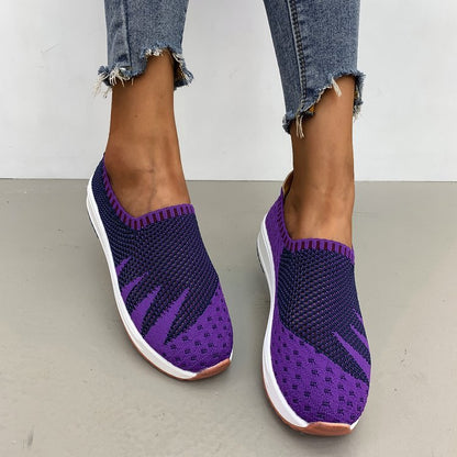 Amy – Ademend Flyknit Sneakers met Sleehak
