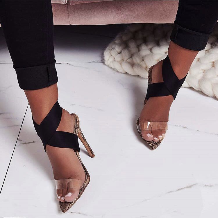 Claire – Hoge Schoenen met Slangenpatroon