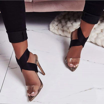 Claire – Hoge Schoenen met Slangenpatroon