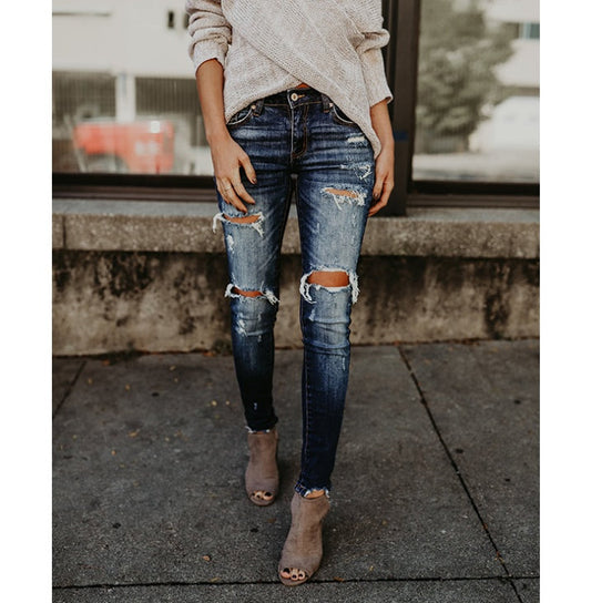 Anna – Damesjeans met doorboorde zoom en middelhoge taille