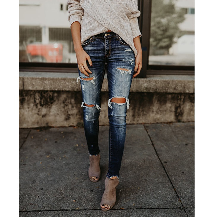 Anna – Damesjeans met doorboorde zoom en middelhoge taille