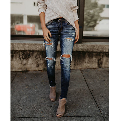 Anna – Damesjeans met doorboorde zoom en middelhoge taille