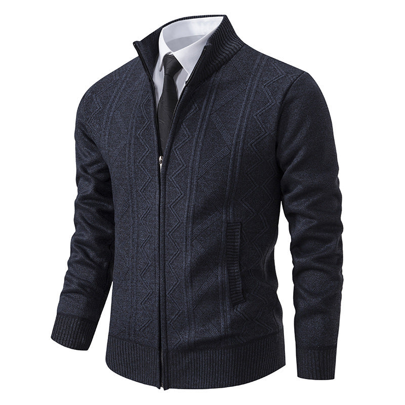 Bob – Wollen Heren Cardigan met Opstaande Kraag voor Herfst en Winter