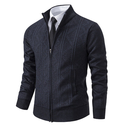 Bob – Wollen Heren Cardigan met Opstaande Kraag voor Herfst en Winter