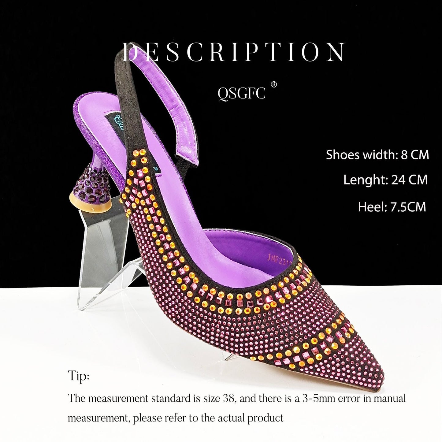 Hayley – Puntige Gestreepte Dames High Heels met Strass