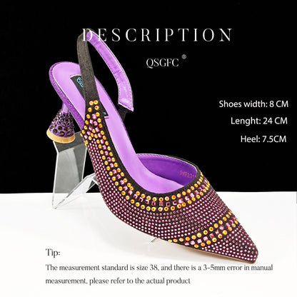 Hayley – Puntige Gestreepte Dames High Heels met Strass