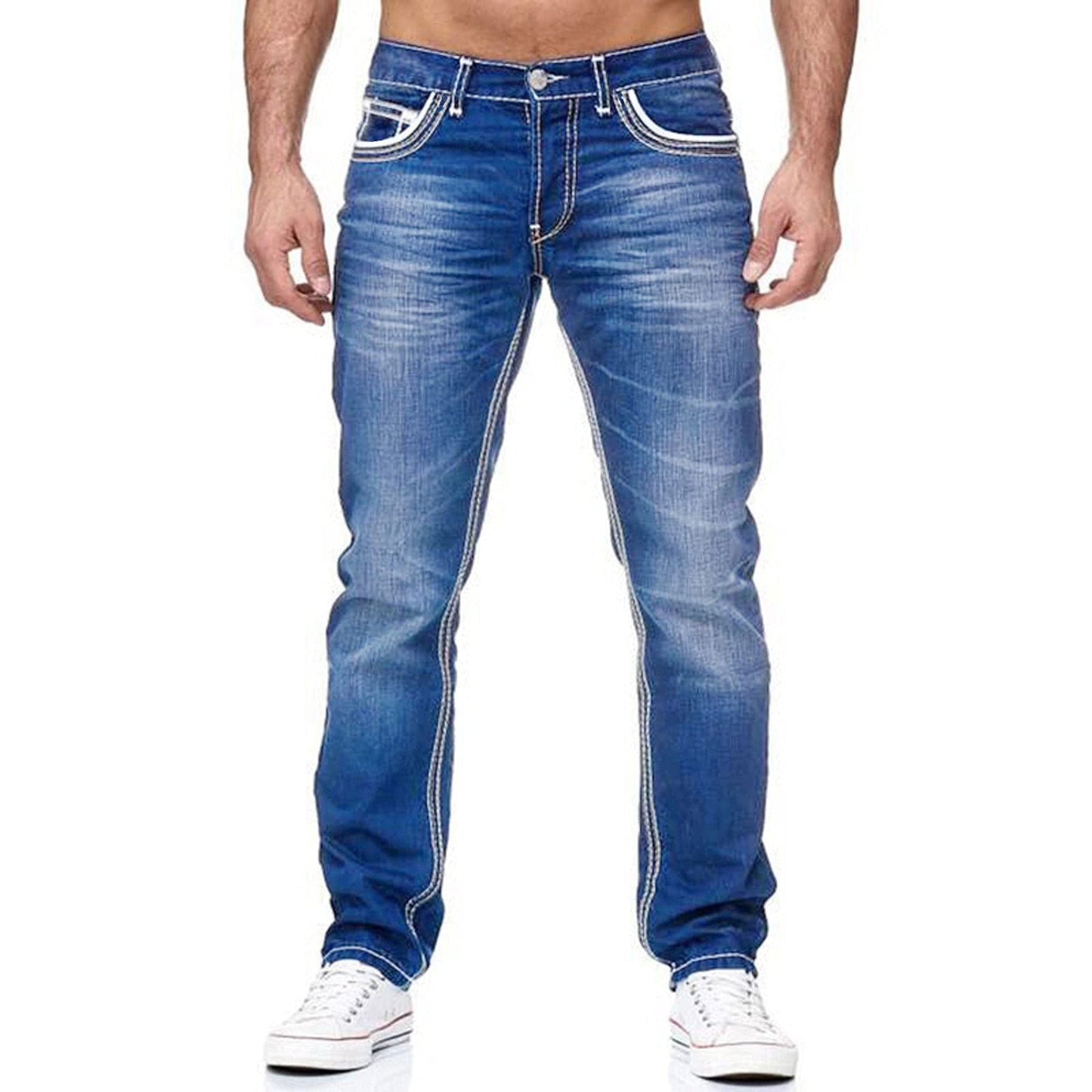 Damian – Herenjeans met Zakken, Rechte Broek, Business Casual Dagelijkse Streetwear