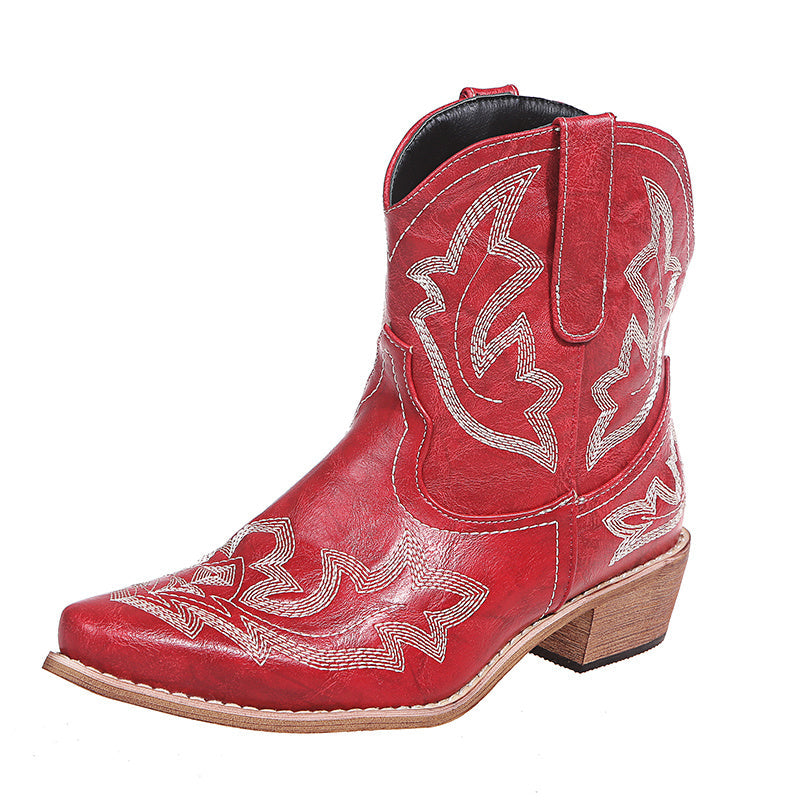 Sophie – Cowgirl-laarzen met borduurwerk en sleehak