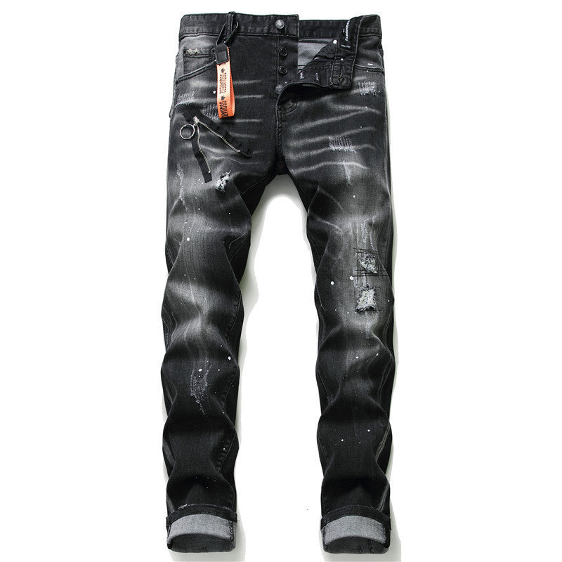 Leslie – Slim Fit Herenjeans met Rits en Gaten