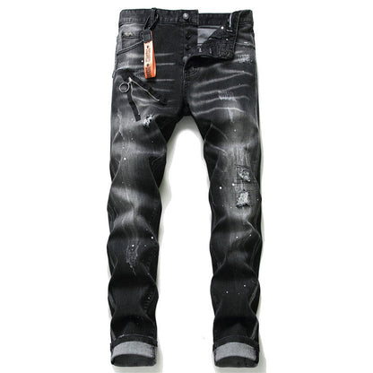 Leslie – Slim Fit Herenjeans met Rits en Gaten