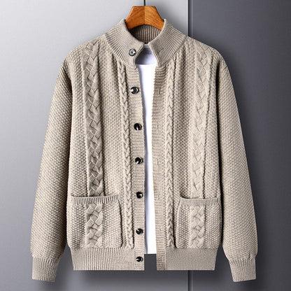 Leslie – Modieuze Jacquard Cardigan met Zakken voor Heren