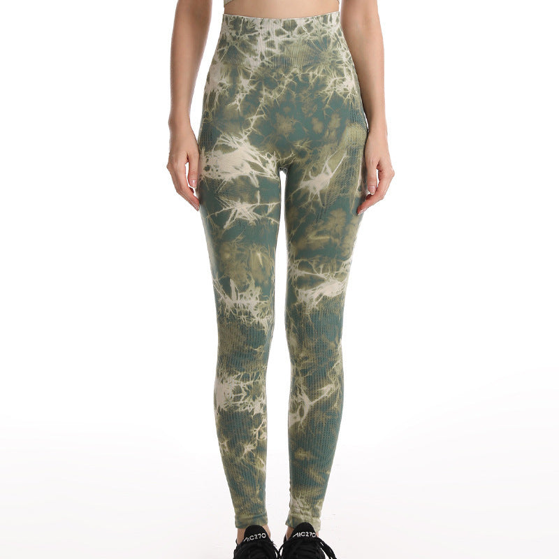Fiona – Naadloze Yoga-Leggings voor Vrouwen met Batikdesign