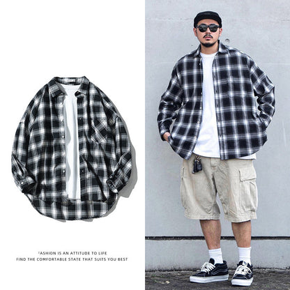 Tracy – Lang mouw casual overhemd in Japanse stijl met ruitpatroon
