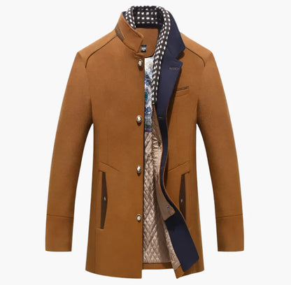 Bob – Elegante Mantel van Gemengde Wol met Contrasterende Kraag