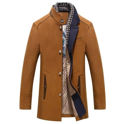 Bob – Elegante Mantel van Gemengde Wol met Contrasterende Kraag