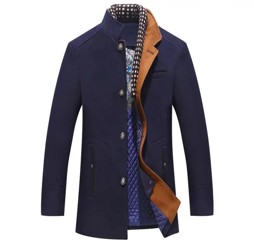 Bob – Elegante Mantel van Gemengde Wol met Contrasterende Kraag