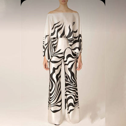 Sandra – Dames Set met Batwing Mouwen en Wijde Pijpen