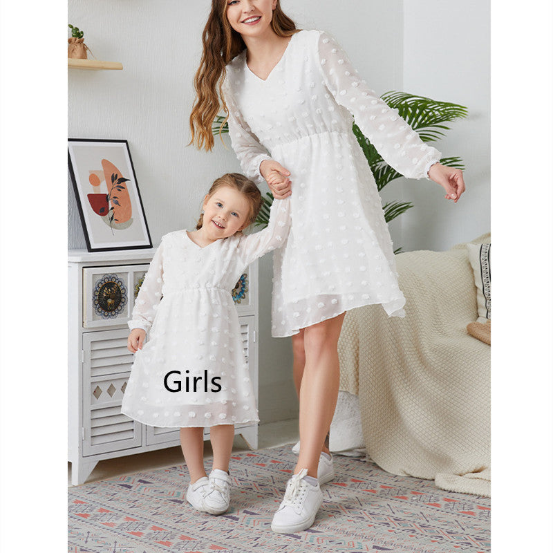 Abigail – Vloeiende Chiffon Lange Mouwen V-Hals Zoete Tuniekjurk