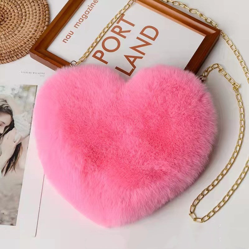 Caroline – Pluche Schoudertas voor Vrouwen met Ketting voor Valentijnsdag