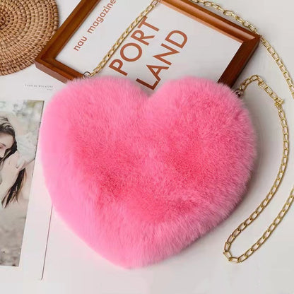 Caroline – Pluche Schoudertas voor Vrouwen met Ketting voor Valentijnsdag