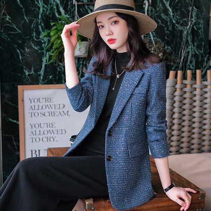 Claire – Vegan Leren Damesblazer met Klassiek Karo-Patroon