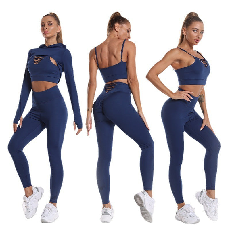 Stephanie – 3-delig Sportpak met lange mouwen en capuchon