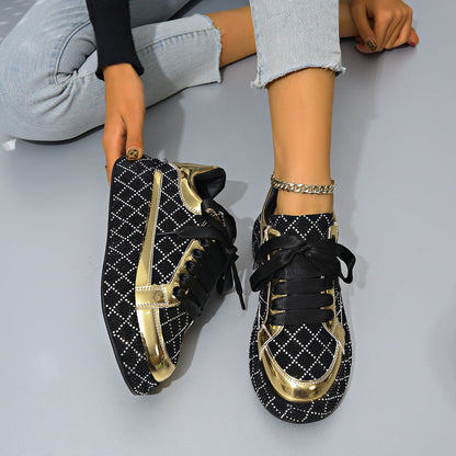 Lily – Veelzijdige Damessneaker met Strass en Dikke Zool