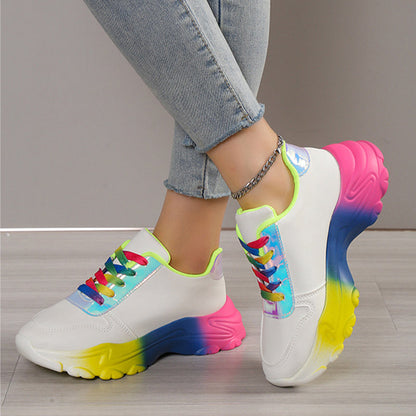 Hannah – Regenboogsneakers voor dames met dikke zool
